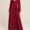 Causal V-neck Belted Long Sleeve Beach Holiday Maxi Dress - Image 6