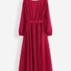 Causal V-neck Belted Long Sleeve Beach Holiday Maxi Dress - Image 8