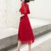 Cocktail A Line Jewel Neck Tea Length Lace Social Party Dresses - Image 2