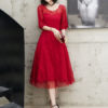 Cocktail A Line Jewel Neck Tea Length Lace Social Party Dresses