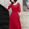 Cocktail A Line Jewel Neck Tea Length Lace Social Party Dresses - Image 5