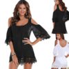 Cold Shoulder Bikini Cover Up Mini Dress - Image 2