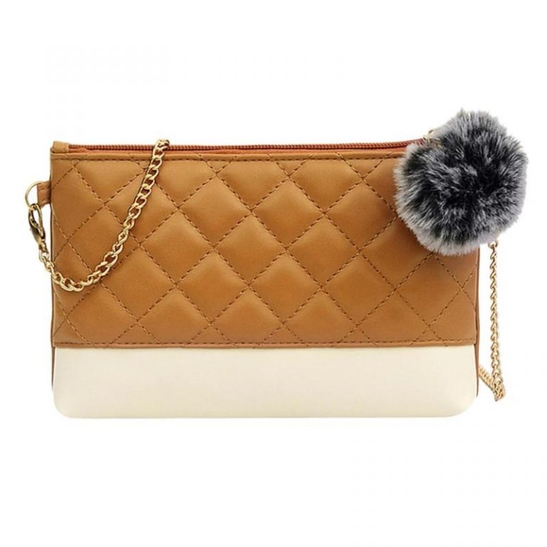 Classic PU Leather Satchel Pompom Chain Shoulder Handbag - Image 5