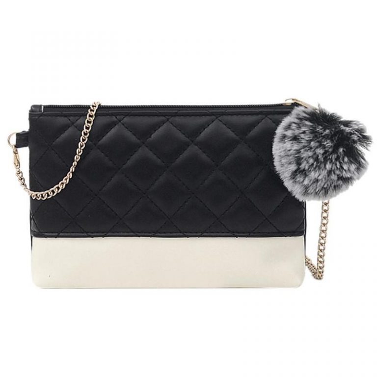 Classic PU Leather Satchel Pompom Chain Shoulder Handbag - Image 4