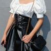 Corset Leather Like Lace Up Skirt
