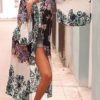 Cover Ups Floral Print Long Sleeves Polyester Beach Bathing Suits