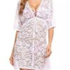 Floral Print V Neck Sheer Chiffon Beach Swimming Suits