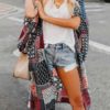 Printed Short Sleeves Polyester  Cover Ups