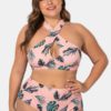 Criss Cross Strappy Printed High Waist Bikini