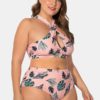 Criss Cross Strappy Printed High Waist Bikini - Image 2