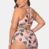 Criss Cross Strappy Printed High Waist Bikini - Image 3