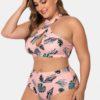 Criss Cross Strappy Printed High Waist Bikini - Image 5
