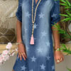 Denim Star Pattern Shift Mini Dress