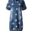 Denim Star Pattern Shift Mini Dress - Image 4