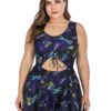 Dragonfly Pattern Front Elastic String Swimdress - Image 2