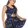 Dragonfly Pattern Front Elastic String Swimdress - Image 3