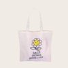 Durable Large Capcity White Totes Bag Letters Pattern Shoulder Shopping Bags - Image 3