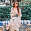 Elegant Polka Dot Long Sleeve Midi Dress - Image 4