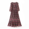Elegant V Neck Ruffles Pleated Maxi Dresses - Image 2