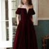 Evening A Line Off The Shoulder Short Sleeves Floor Length Laceup Pockets Formal Dinner Dresses