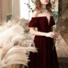 Evening A Line Off The Shoulder Short Sleeves Floor Length Laceup Pockets Formal Dinner Dresses - Image 4