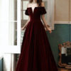 Evening A Line Off The Shoulder Short Sleeves Floor Length Laceup Pockets Formal Dinner Dresses - Image 5