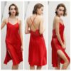 Fashion Faux Silk Sexy Lace Bathrobe Nightgown - Image 2
