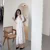 Fashion Floral Print Stand Collar Casual Long Dress - Image 4
