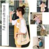 Flower Print Simple Large Capacity Durable Corduroy Casual Shopping bags - Image 2