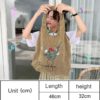 Flower Print Simple Large Capacity Durable Corduroy Casual Shopping bags - Image 3