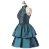 Fashion High Neck Beaded Crystal Cocktail Party Short Dress - Image 3
