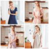 Faux Silk Lace V-neck Short Sleeve Nightgown - Image 4