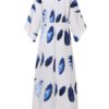 Feather Print Batwing Sleeve V-neck Maxi Dress - Image 3