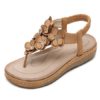 Flat Sandals Flowers Comfy T-Type Bandage Beach Sandals - Image 2