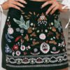 Floral Print Corduroy Embroidered Skirt Bottoms