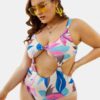 Floral Printed Wide Straps High Waisted Swimwear