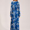 Floral V Neck Waist Tie Long Sleeves Maxi Print Dress - Image 2