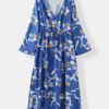 Floral V Neck Waist Tie Long Sleeves Maxi Print Dress - Image 8