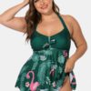 Halter Floral Printed Swimdress With Panties - Image 4