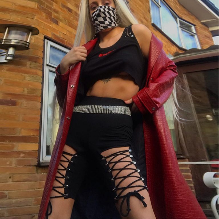 High Elastic Waist Hollow Bandage Shorts