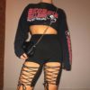 High Elastic Waist Hollow Bandage Shorts - Image 3