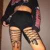 High Elastic Waist Hollow Bandage Shorts - Image 4
