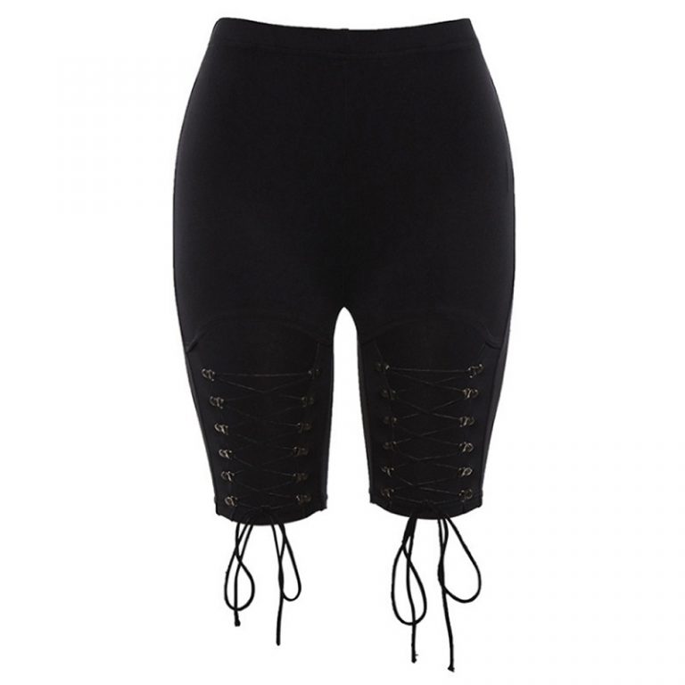 High Elastic Waist Hollow Bandage Shorts - Image 5
