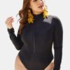 High Neck Long Sleeve Zip Up Swimwear - Image 3