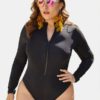 High Neck Long Sleeve Zip Up Swimwear - Image 5