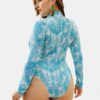 High Neck Printed Long Sleeve Tight Swimwear - Image 3