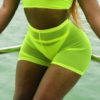 High Waist Mesh Semitransparent Beach Running Slim Yoga Shorts - Image 3
