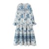 Hollow Out Bow Floral Print Loose Casual Dress