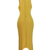 Jewel Neck Pleated Knotted Casual Sleeveless Pencil Bodycon Dress - Image 5