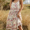 Jewel Neck Sleeveless Floral Print Backless Beach Dress - Image 2